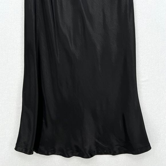 ENZA COSTA Satin Bias Cut Skirt Womens Small 1 Black Midi Pull on Slip Maxi NWOT - Picture 9 of 16
